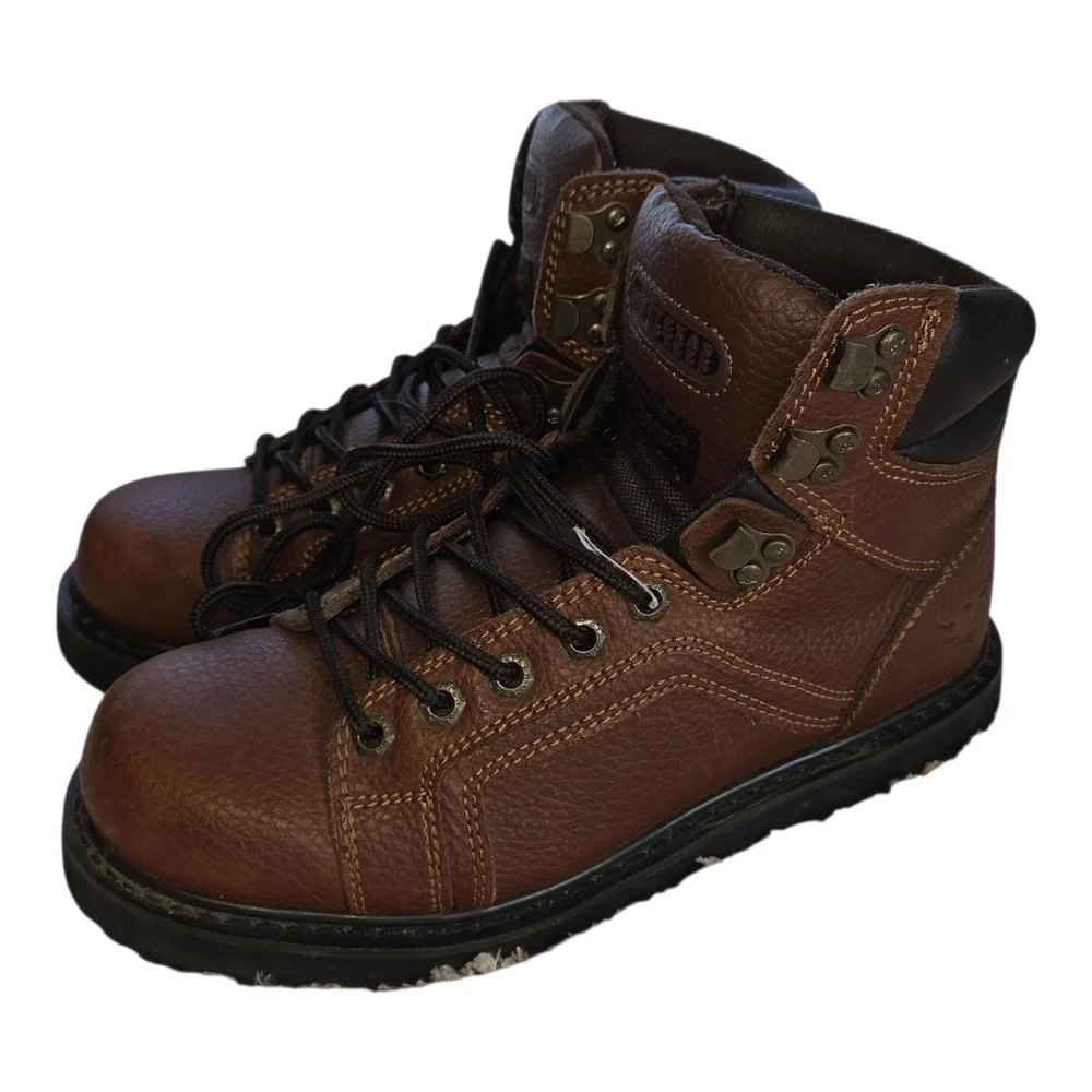 Texas Steer 8 wide Men's Brown Leather Work Boots oil resistant